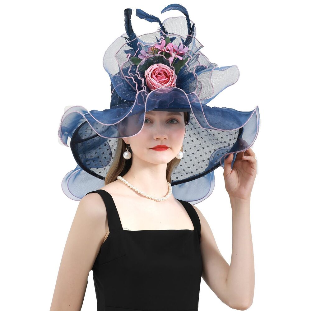2168 Women Organza Fascinator Derby Hat Floral Tea Party Wedding (013d